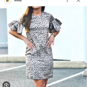 Banana Republic leopard print metallic shift dress